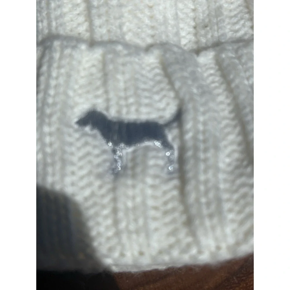 Victoria's Secret Beanie Toque Adult One Size Cream PINK Poly Sherpa Lined